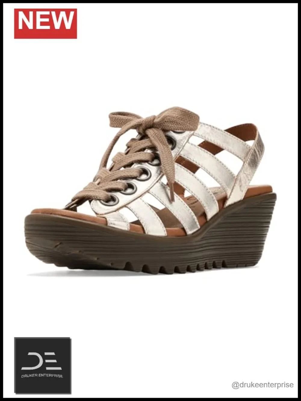 Genuine Leather Lace-Up Wedge Sandals Comfortable Platform Heels